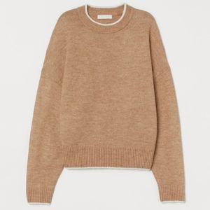 Fine-knit Sweater in Beige Melange with Wool